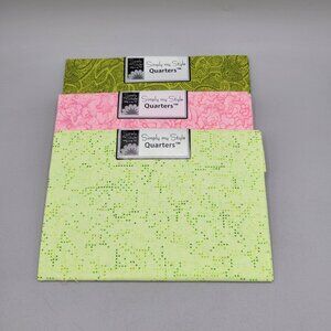 Simply My Style Quarters Fabric Bundle Green Paisley Pink Puzzle Lime Dot Cotton